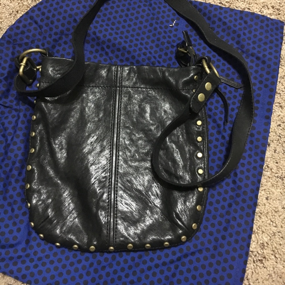 Beautiful black leather crossbody bag