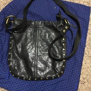Beautiful black leather crossbody bag
