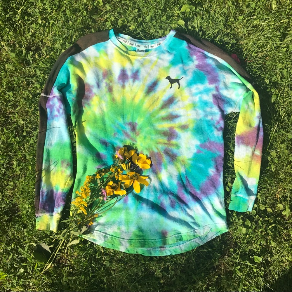 Pink Victoria's Secret tie dye crew