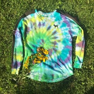 Pink Victoria's Secret tie dye crew