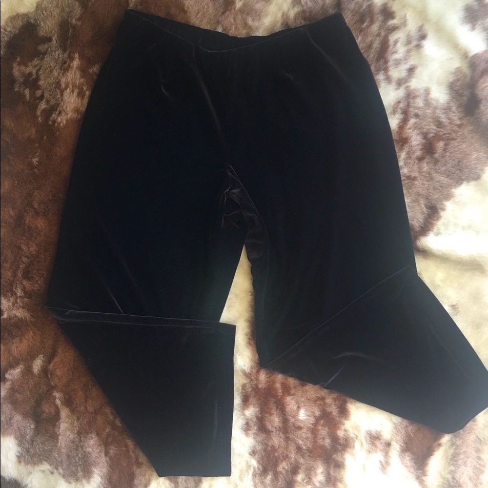 Black velvet plus size pants