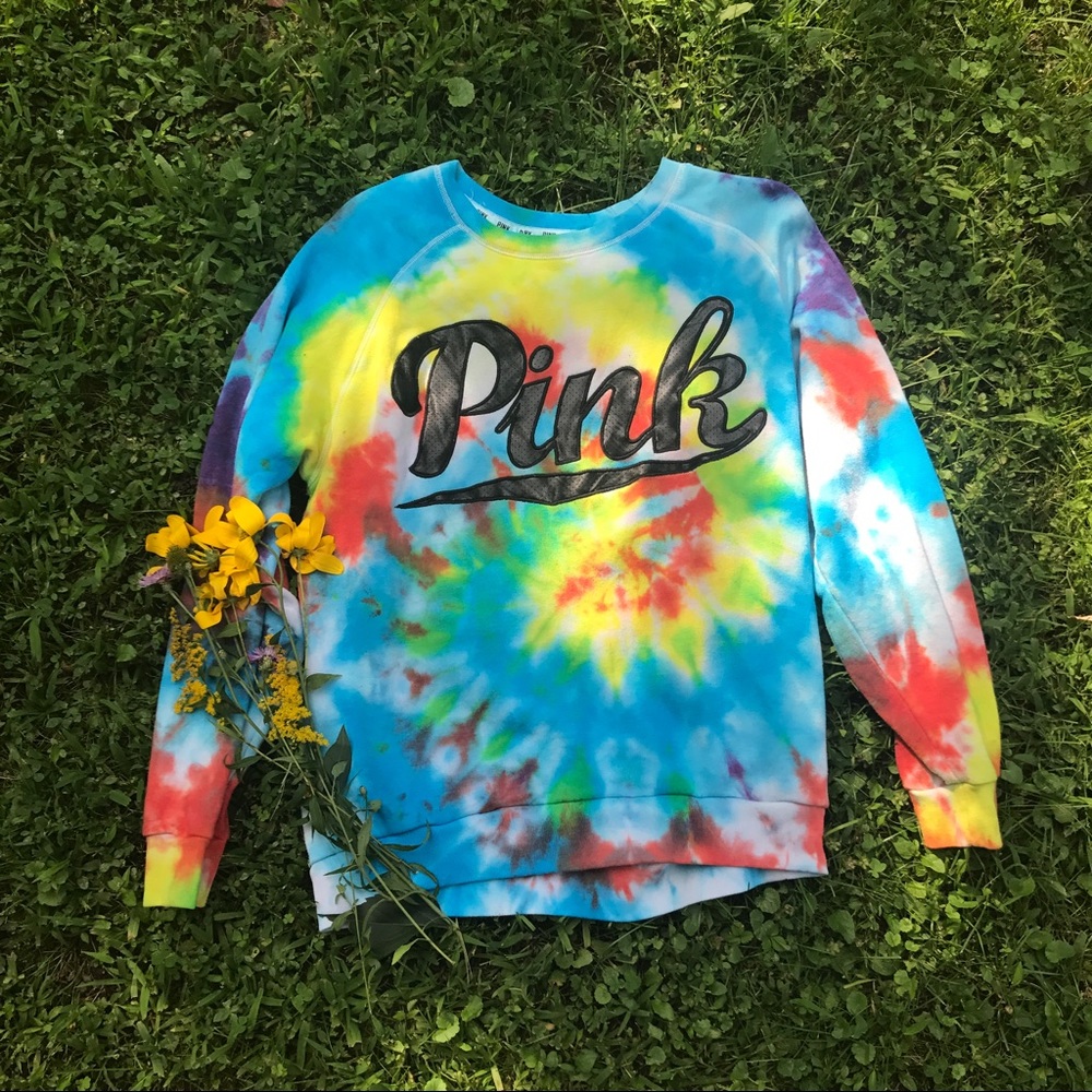 Pink Victoria's Secret tie dye crew