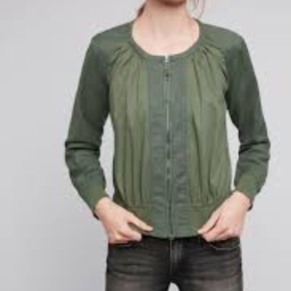 Anthropologie Hei Hei Green Zip Jacket Sz M - Picture 3 of 4