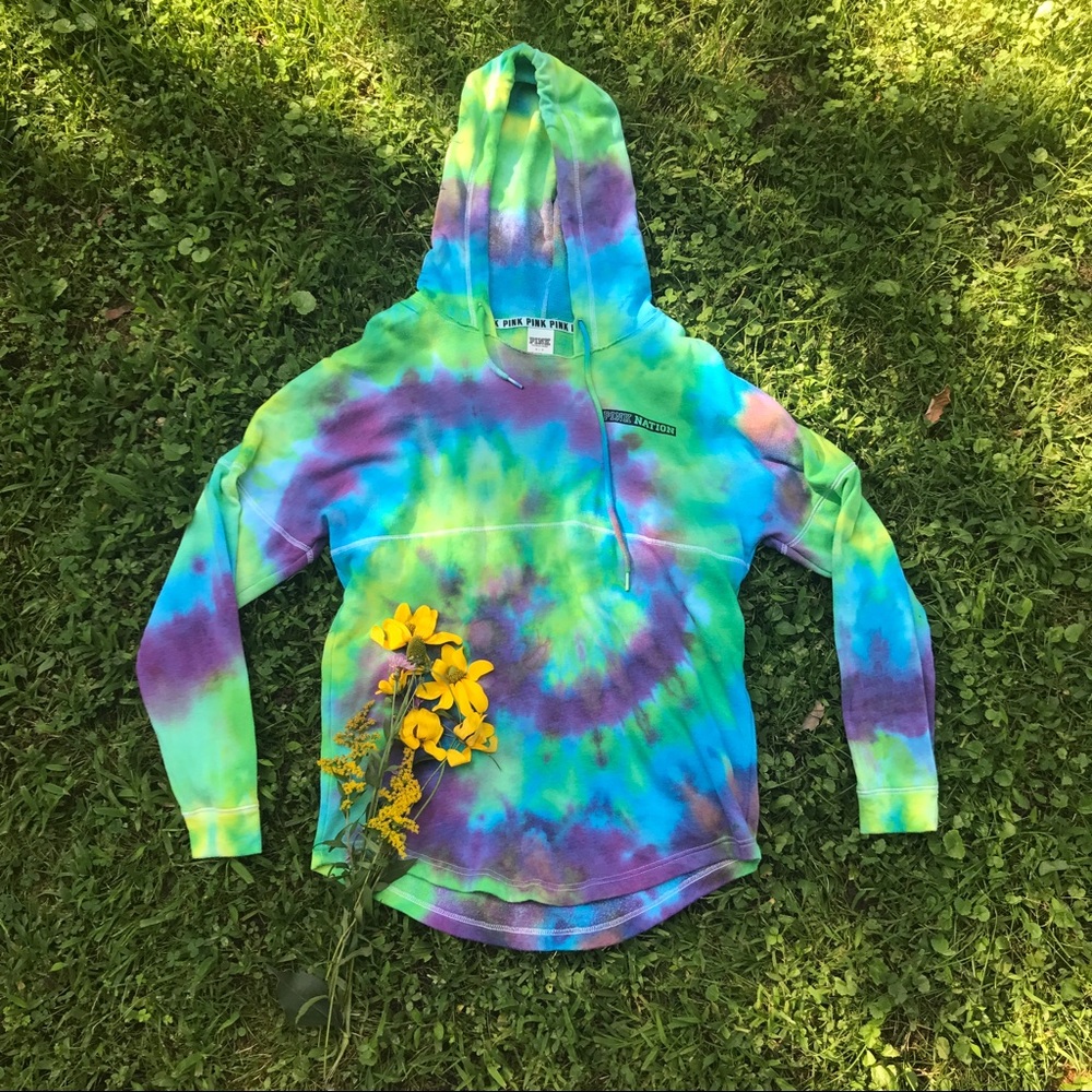Pink Victoria's Secret tie dye hoodie