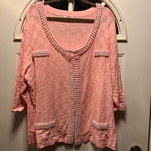 Joan rivers pink pearl beaded sweater