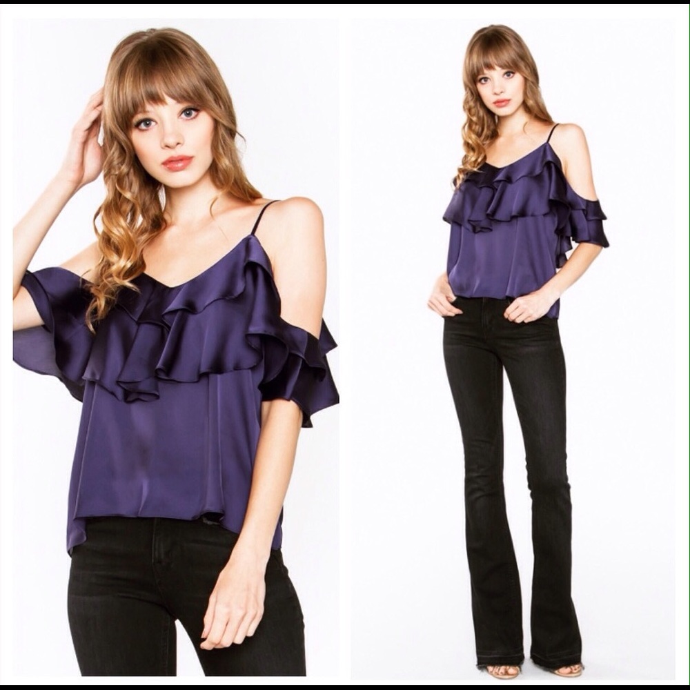 Midnight Blue Cold Shoulder Top
