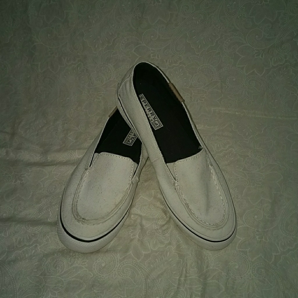 White Sperry Zuma Slip On Shoes