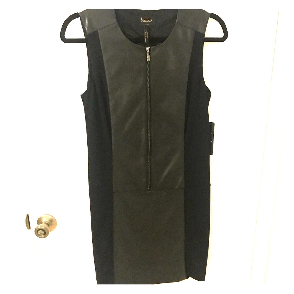 Laundry by Shelli Segal Faux Leather black dress
