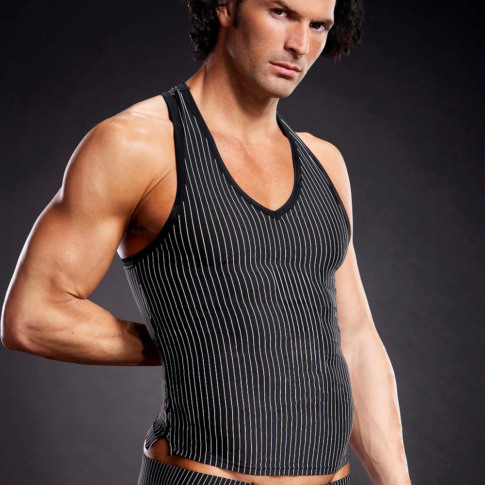 Blueline Performance Microfiber Pinstripe V-Neck T