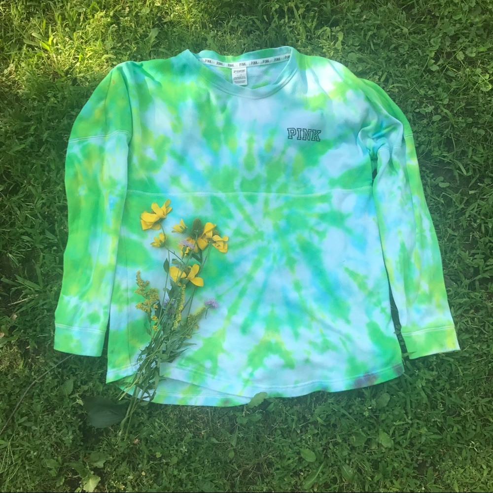 Pink Victoria's Secret tie dye crew