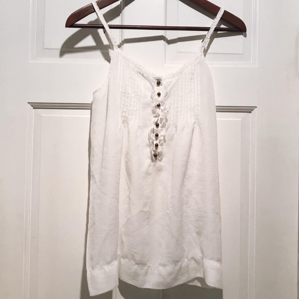 Anthropologie Woven White Tank Top