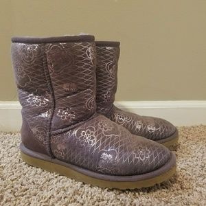 Purple metallic floral Uggs