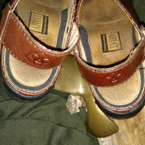 Ariat Brown Braided Leather Mule With Strap S-5.5 - Picture 3 of 8
