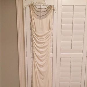 Cachet Cream/white Floor Length Gown w/Beading