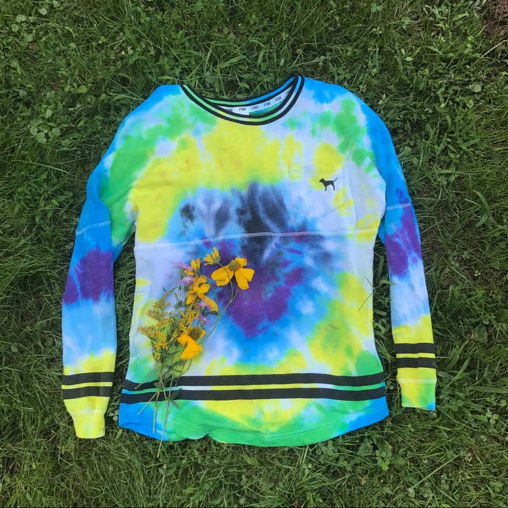 Pink Victoria's Secret tie dye crew