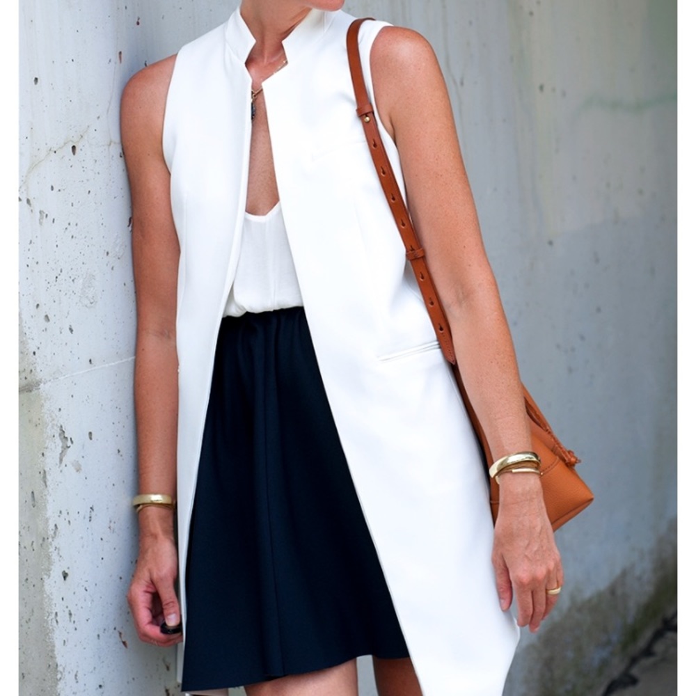 New FXJC Zara Woman long white waistcoat/vest