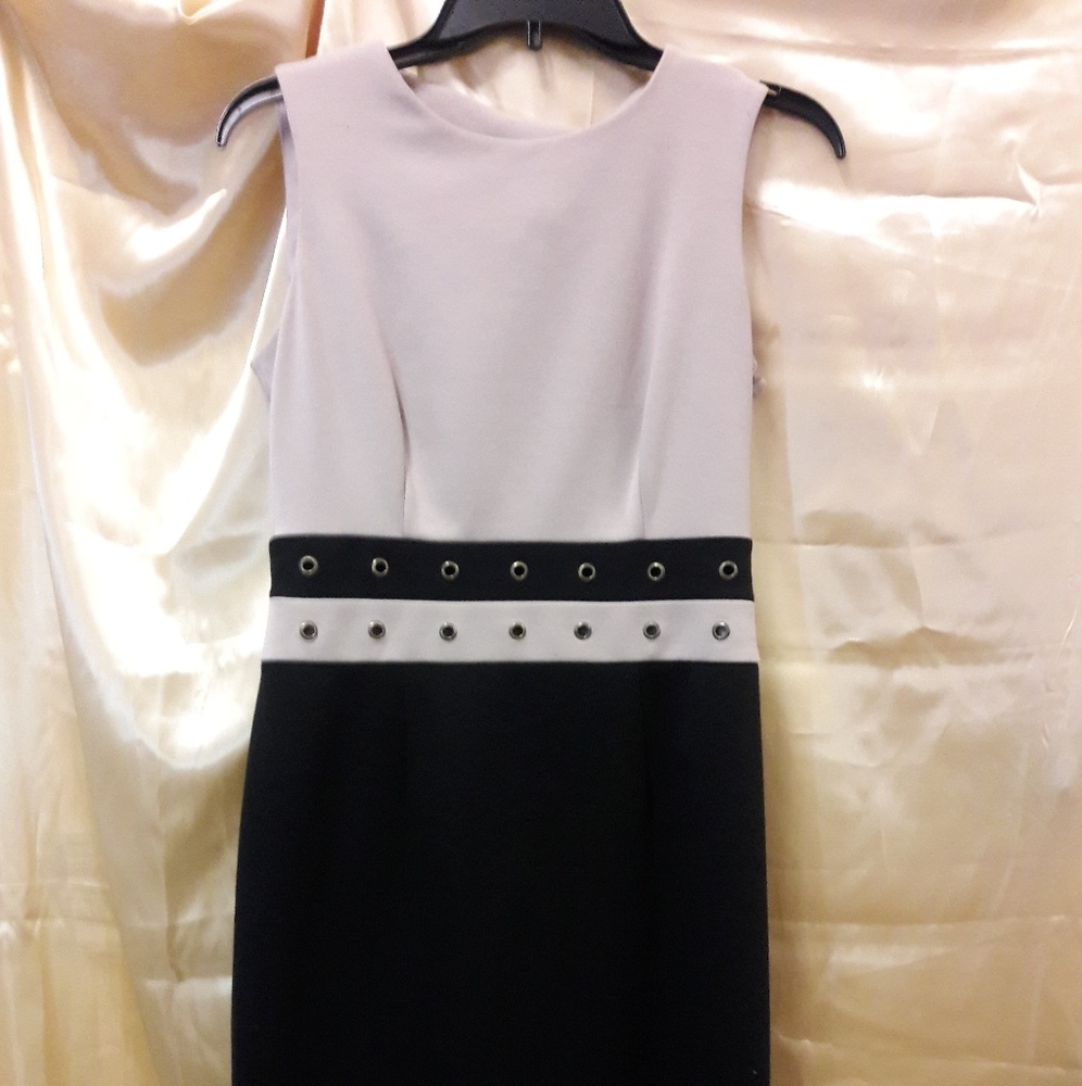 Calvin Klein tan & black sleeveless dress