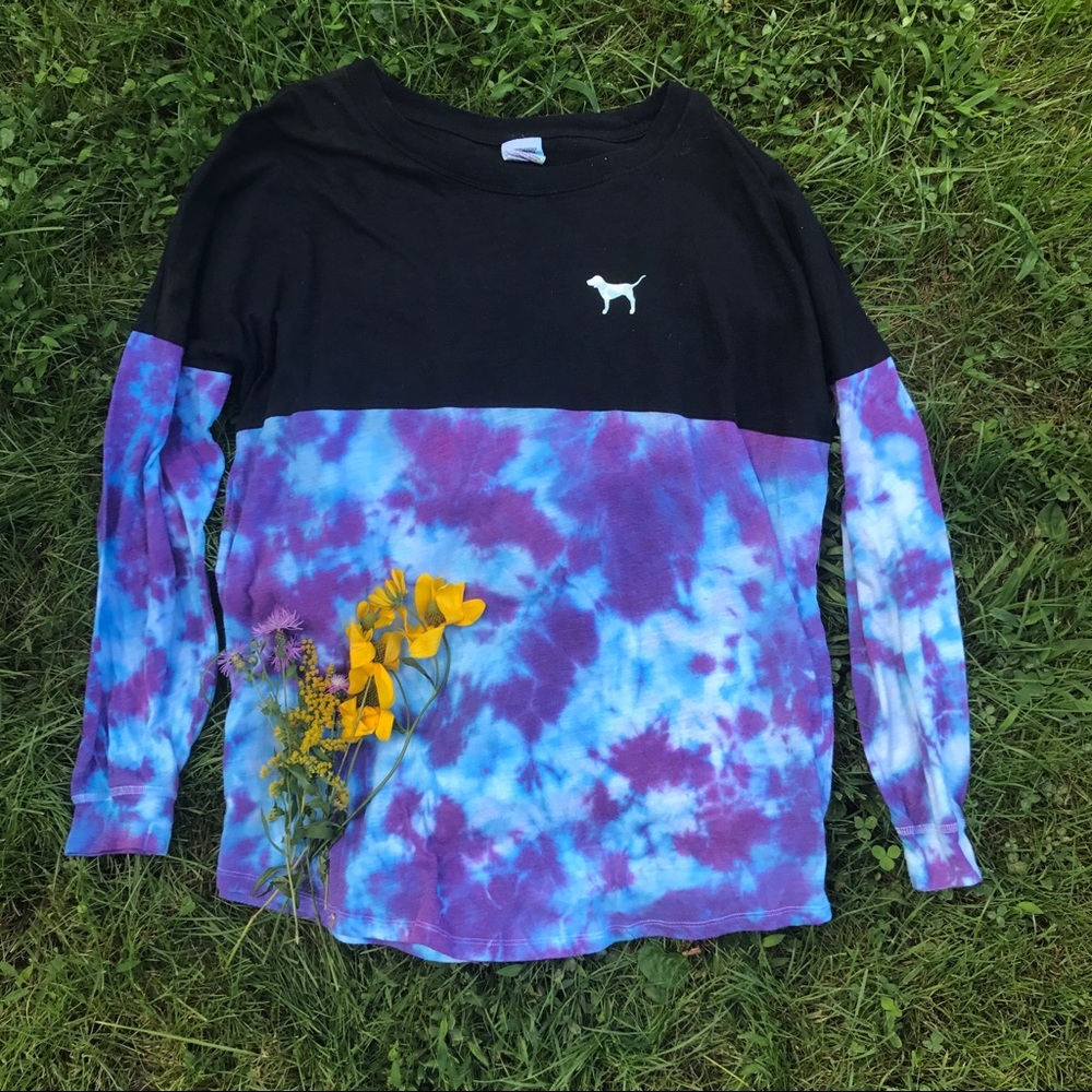 Pink Victoria's Secret tie dye crew