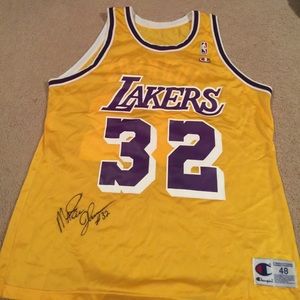 Signed Magic Johnson Los Angeles lakers jersey