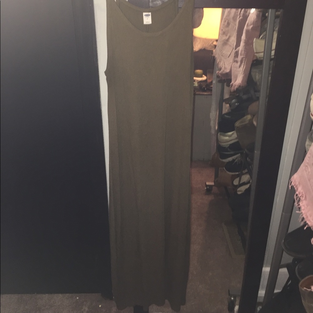Olive green midi dress