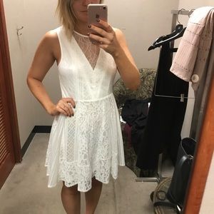 BCBG White Lace Fit and Flare Dress