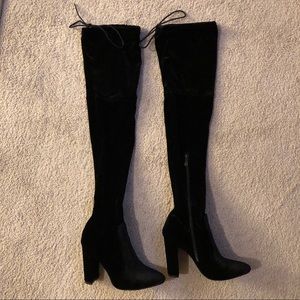 Black thigh high boots