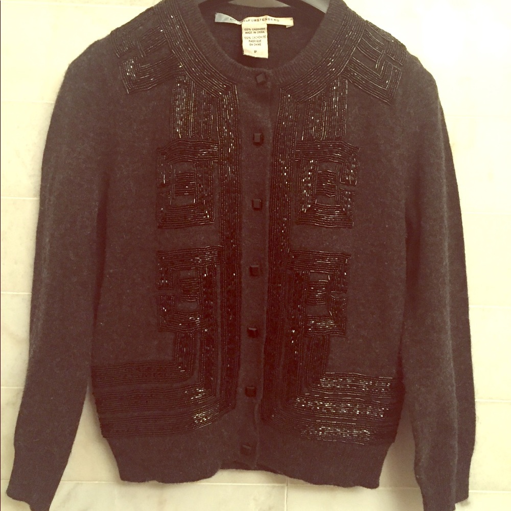 DVF grey cashmere cardigan
