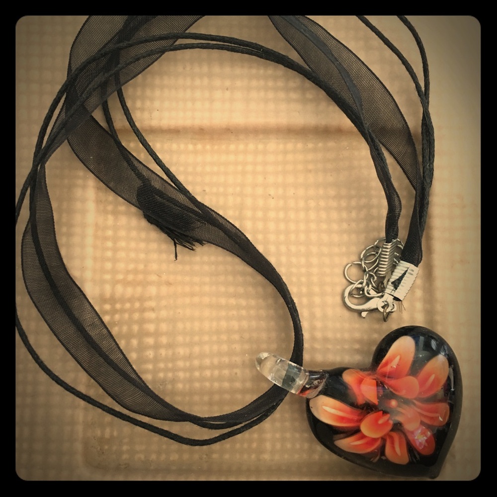 Glass heart necklace