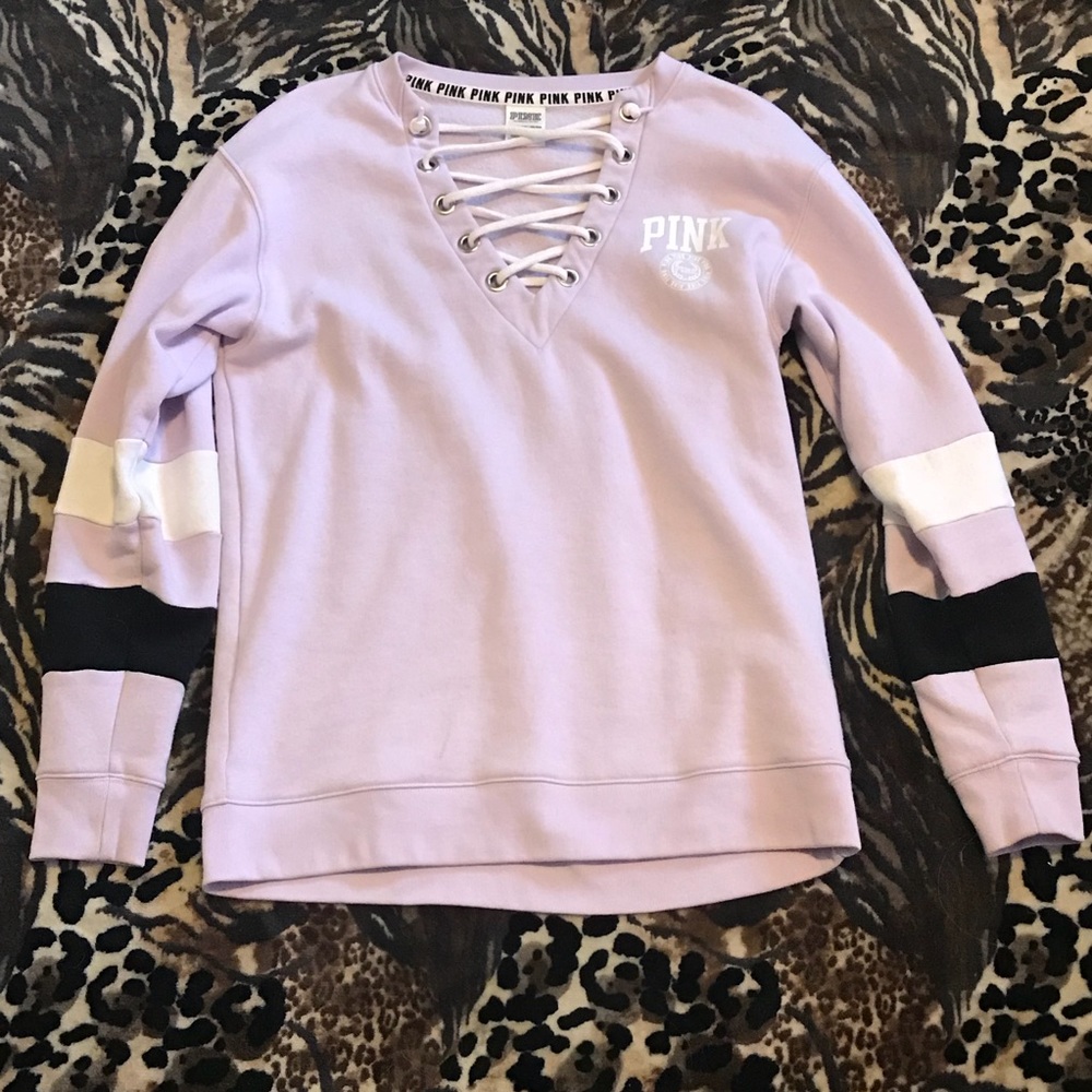 PINK lace up sweatshirt