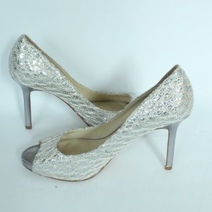 Enzo Angiolini peep toe glittery heels
