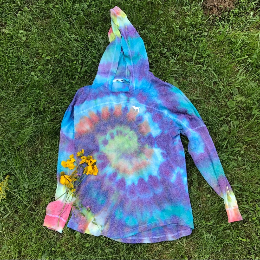 Pink Victoria's Secret tie dye hoodie