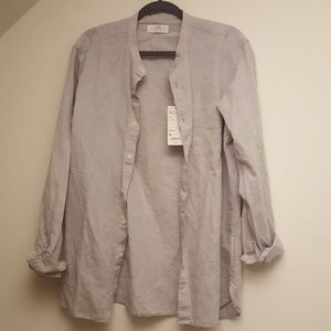 NWT UNI QLO grey stand collar long sleeve