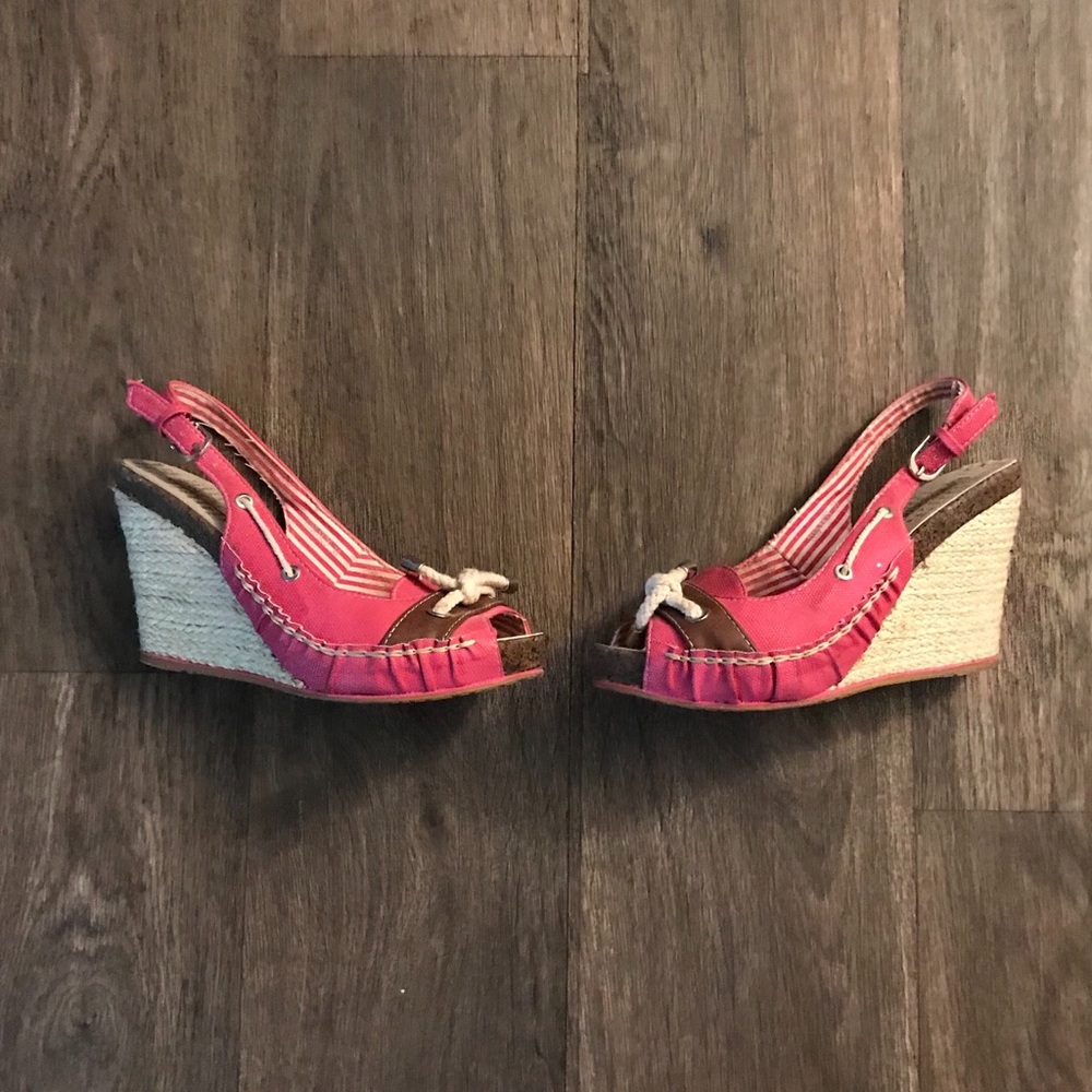 Gold & Gold Pink Summer Wedges