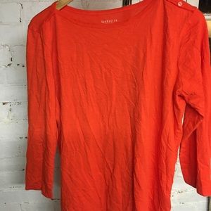 Orange 3/4 length Tee shirt.