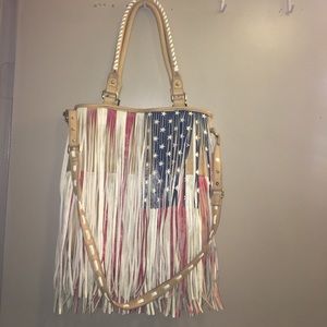 American flag fringe purse