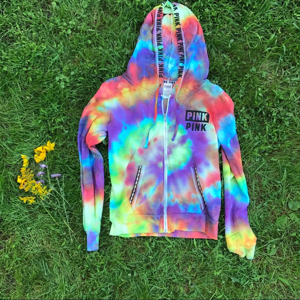 Pink Victoria's Secret tie dye hoodie