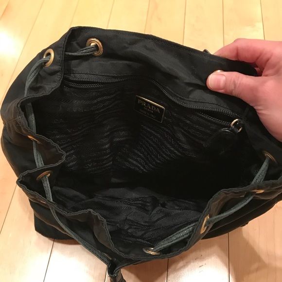 Prada nylon black chain backpack