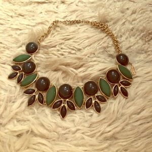 Green statement necklace bib or collar necklace