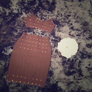 Two piece bandage bralette and skirt set