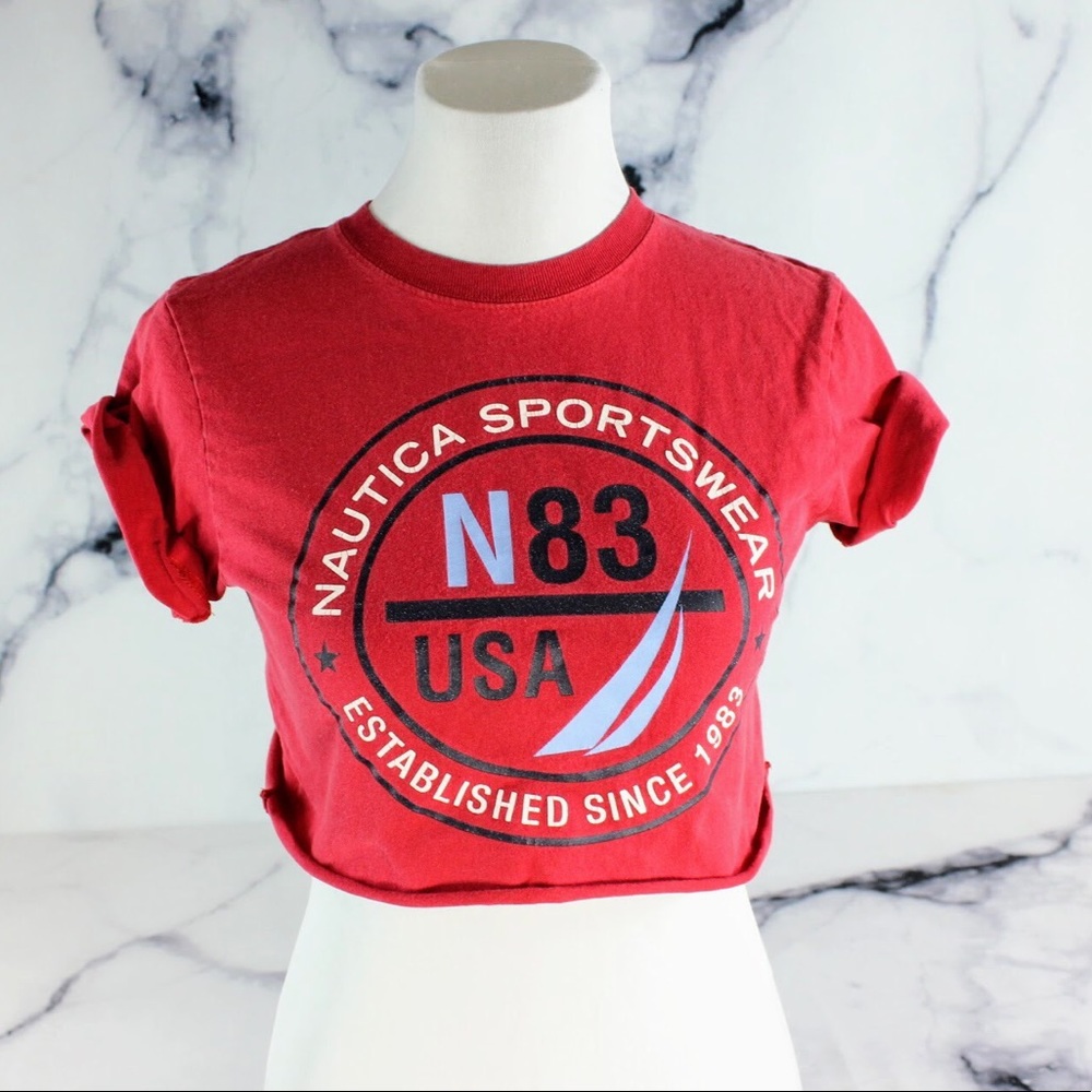 Nautica Spellout Crop Top T Shirt  XS