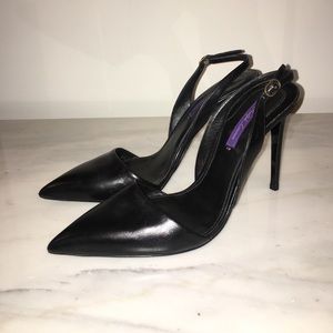 Ralph Lauren Collection black nappa slingback