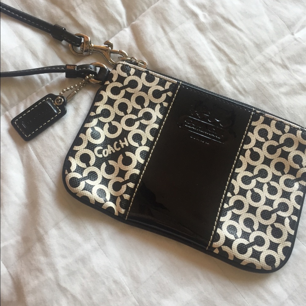 Coach Black and White Wristlet