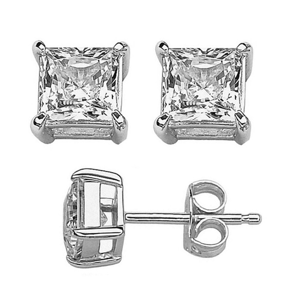 Solid Sterling silver square studs - Picture 1 of 2