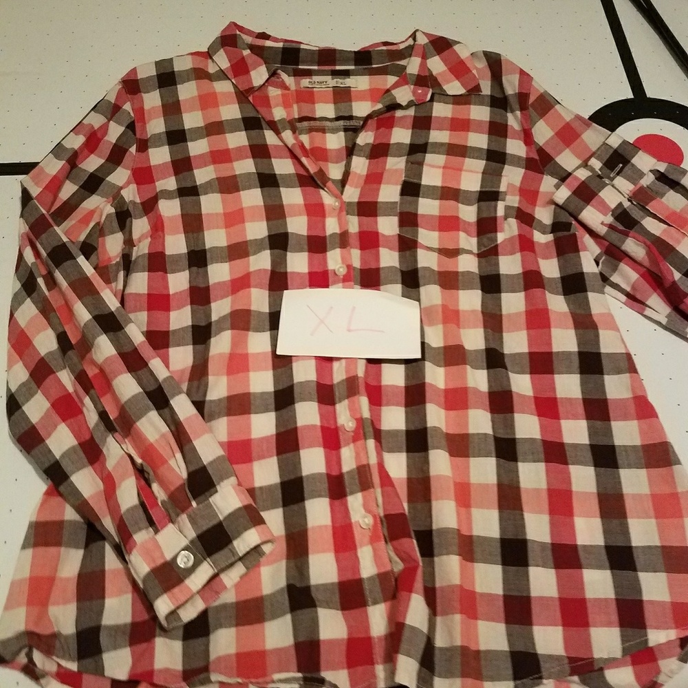 Red plaid blouse