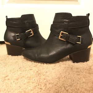 Black leather Coach booties