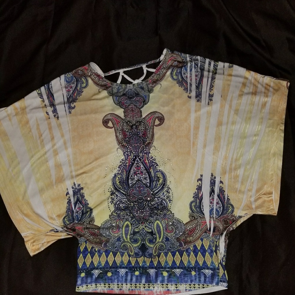 Luxury Bat Wing blouse with crystals