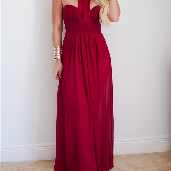 Burgundy Cocktail Maxi Dress - Picture 5 of 9