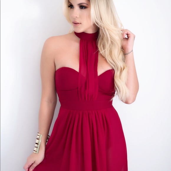 Burgundy Cocktail Maxi Dress - Picture 6 of 9