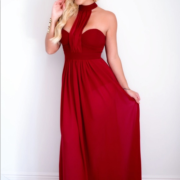 Burgundy Cocktail Maxi Dress - Picture 4 of 9
