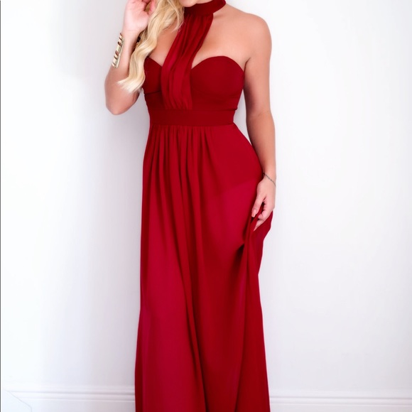 Burgundy Cocktail Maxi Dress - Picture 8 of 9